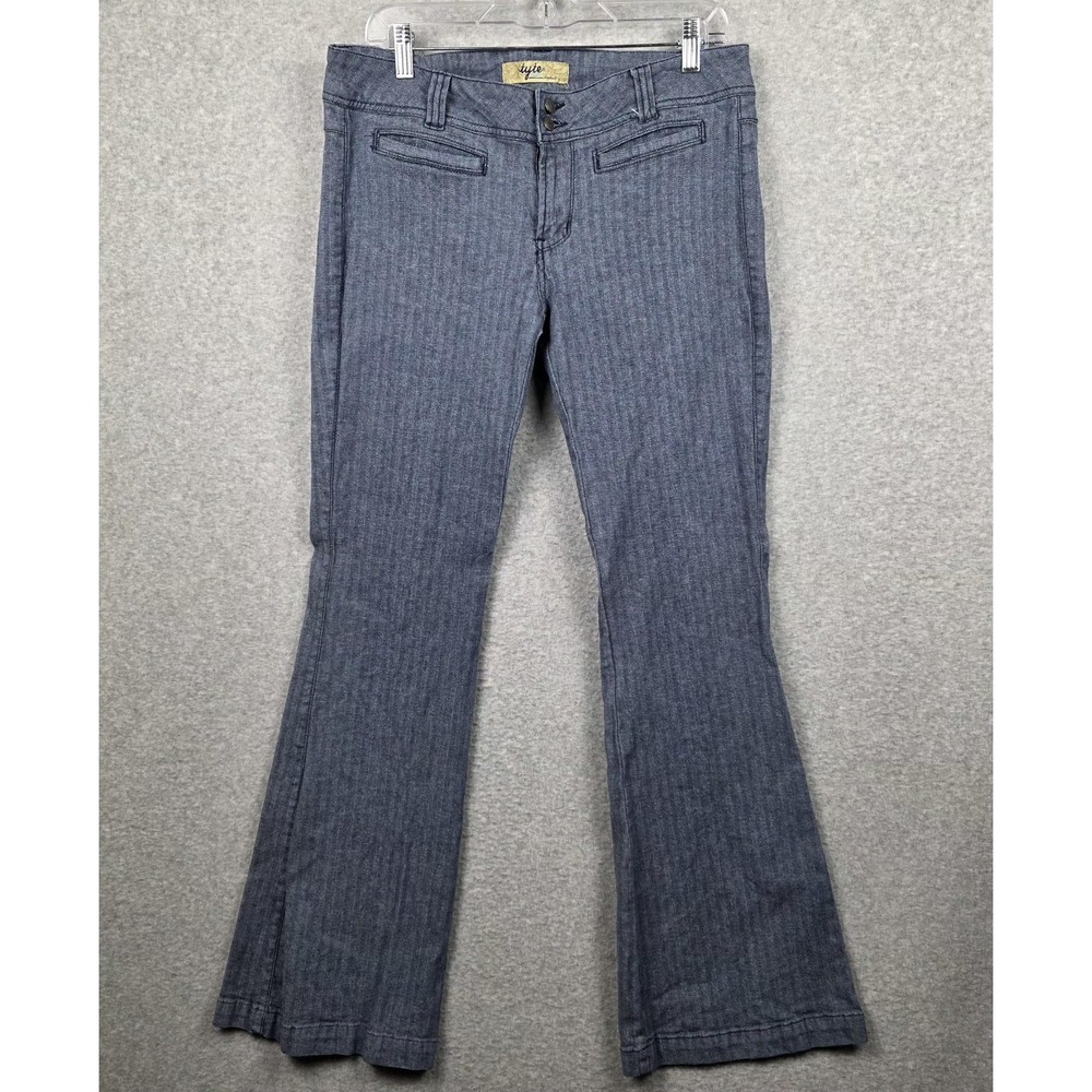 Tyte Jeans Pants‎ Womens 11 Blue Herringbone Bootcut Ramie Blend Dressy Casual